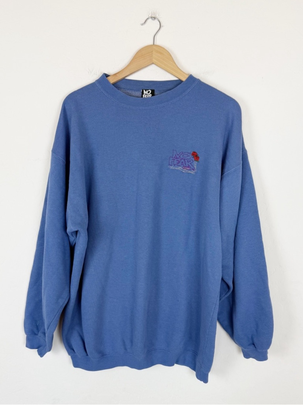 Rare Vintage 90s No Fear "Rose & Barbed Wire" Embroidered Crewneck